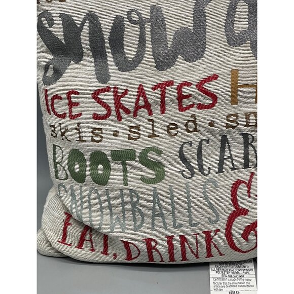 oeko tex throw pillow seasonal polyester blend gray snow day ice skates READ - Picture 5 of 9